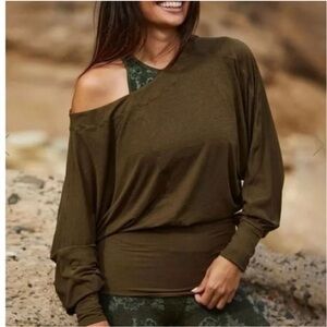 Free People Movement Sky High Long Sleeve Top in olive green